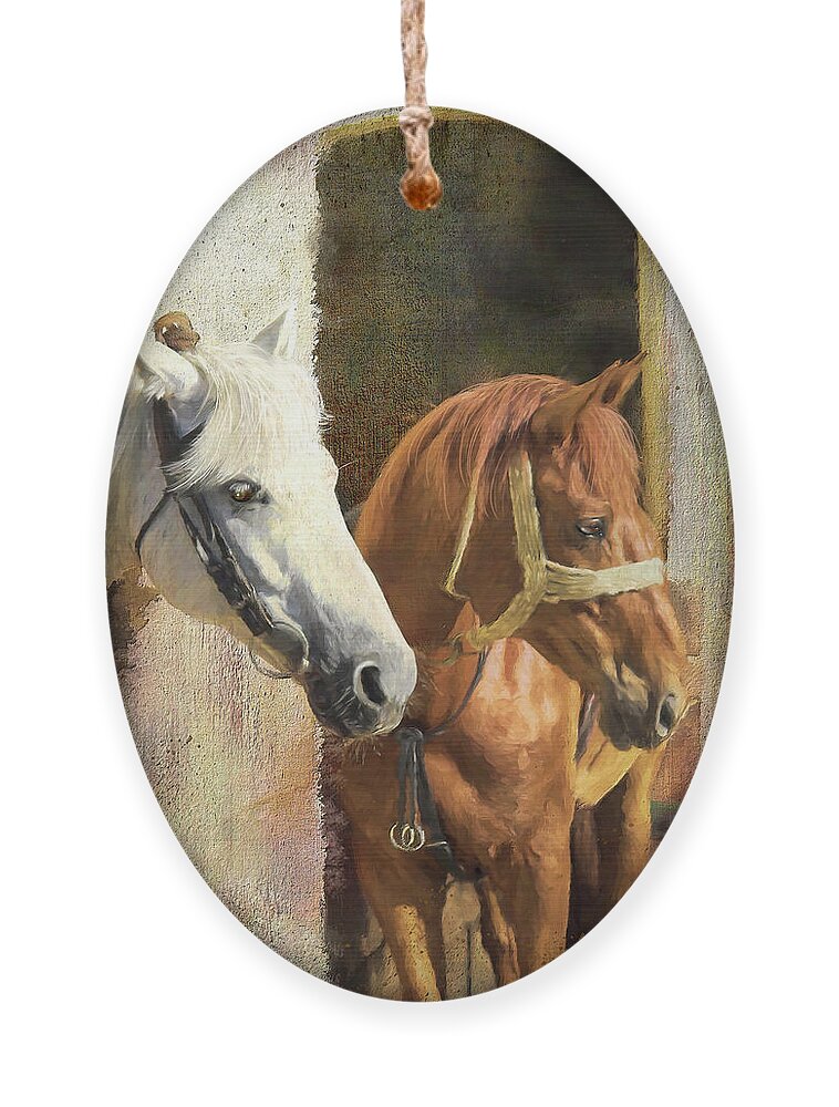 Horses Ornament featuring the digital art Anticipation by Colleen Taylor