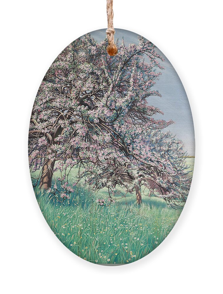 Carlos Schwabe Ornament featuring the painting Apple Blossom by Carlos Schwabe