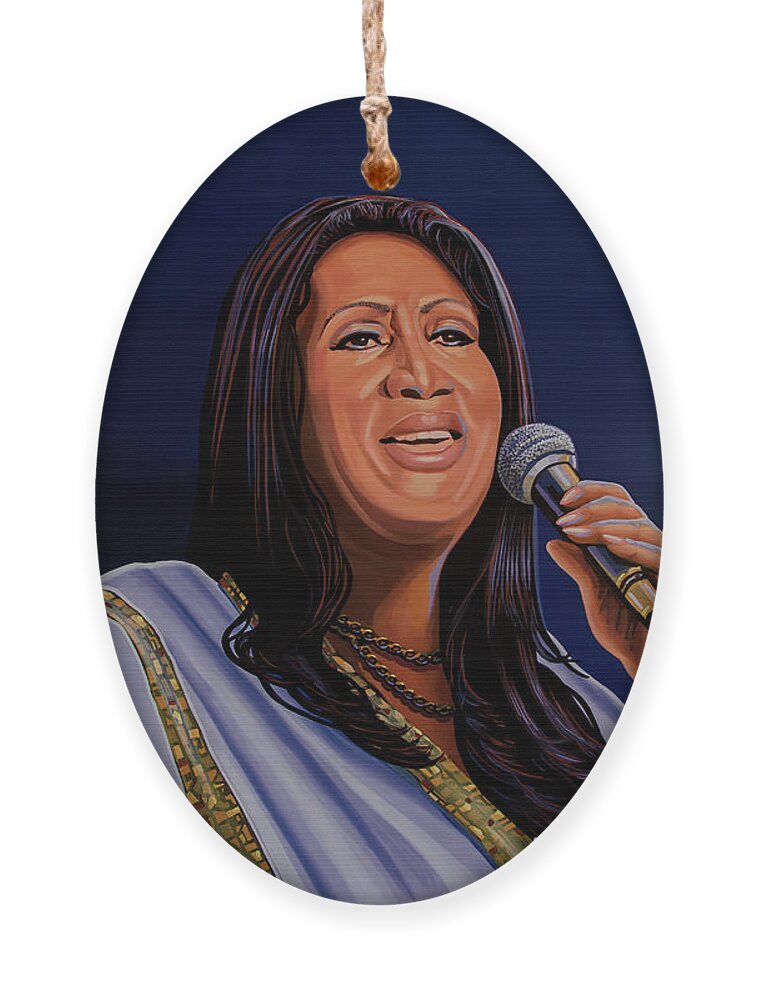 Aretha Franklin Ornament featuring the painting Aretha Franklin Painting by Paul Meijering