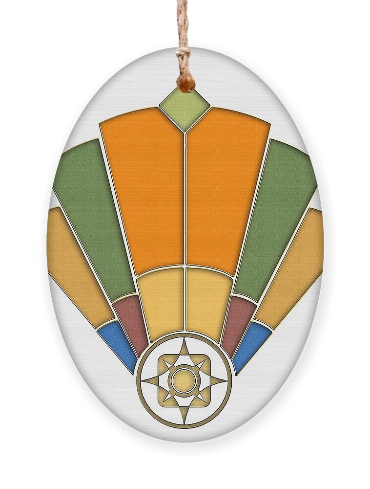 Staley Ornament featuring the digital art Art Deco Fan 8 Transparent by Chuck Staley
