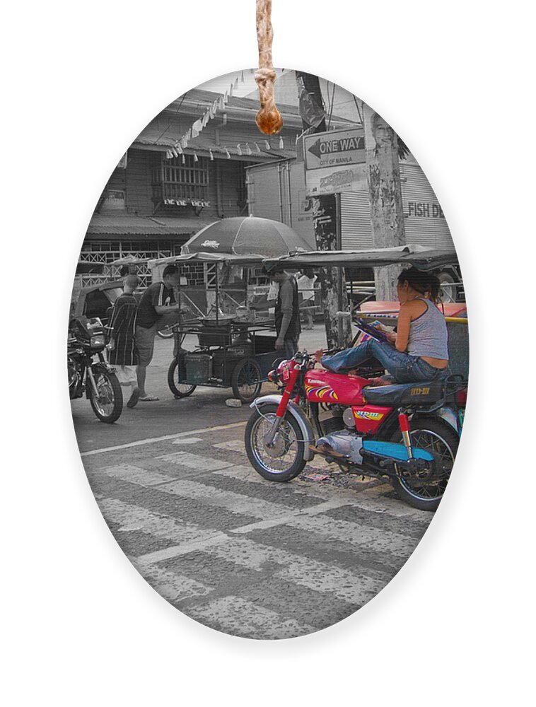 Asia Ornament featuring the photograph Asia Philippines Motorcycle Sidecar Taxi 6282086SC by Rolf Bertram