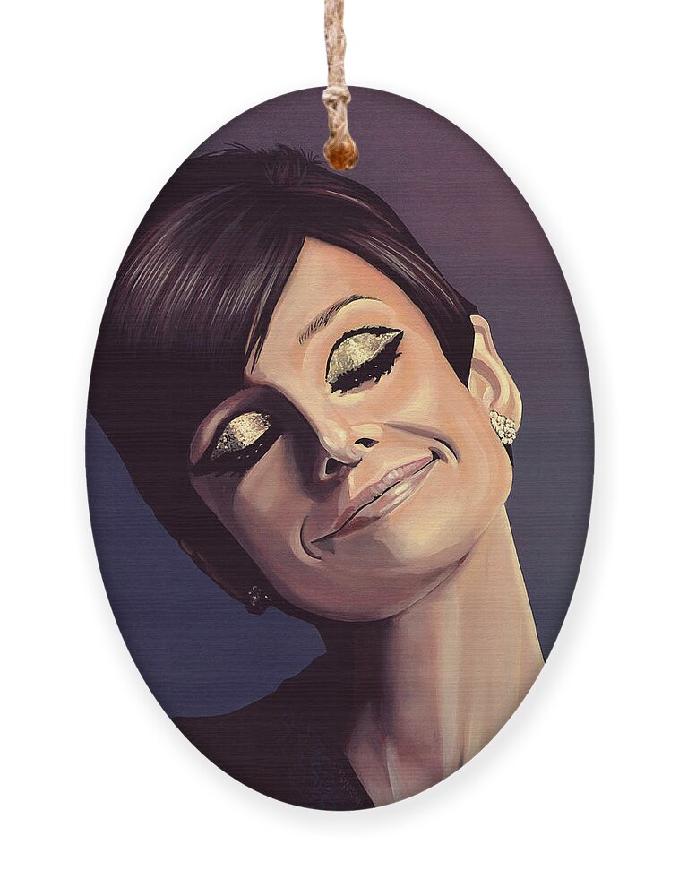 Audrey Hepburn Ornament featuring the painting Audrey Hepburn Painting by Paul Meijering