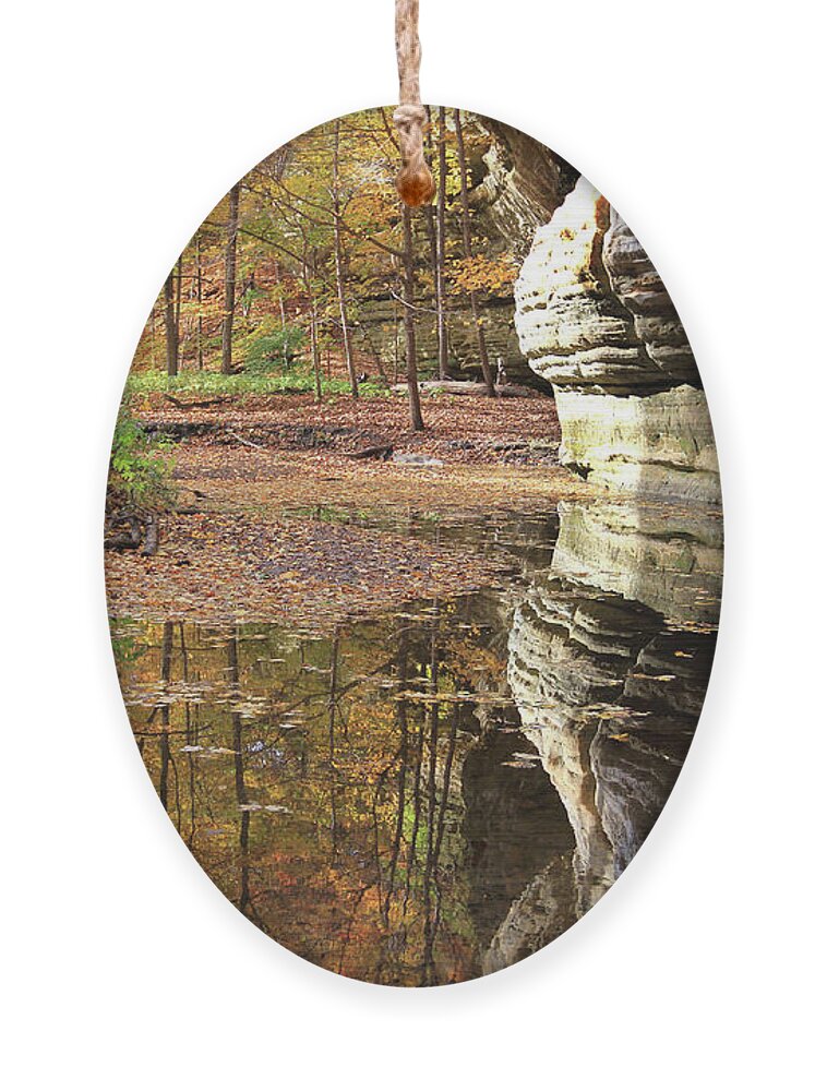 Autumn Ornament featuring the photograph Autumn Comes To Illinois Canyon by Paula Guttilla