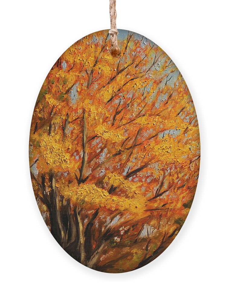 Autumn Ornament featuring the painting Autumn Leaves at High Cliff by Daniel W Green