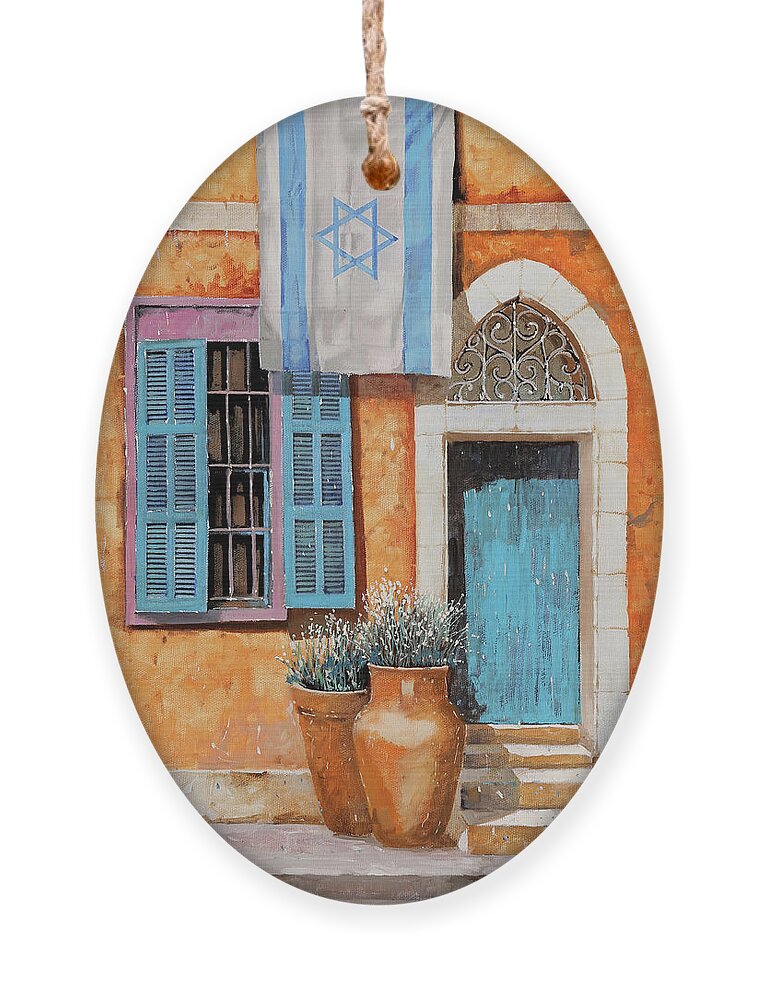 Azul Ornament featuring the painting Azzurro Israele by Guido Borelli
