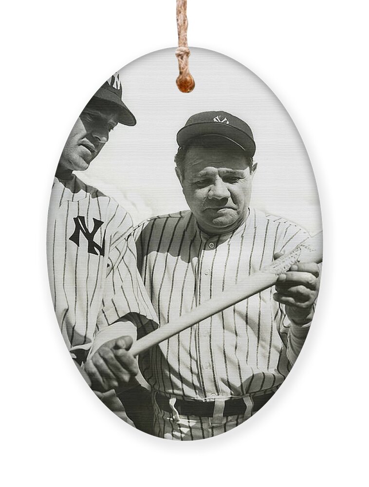 Babe Ruth Ornament featuring the photograph Babe Ruth and Lou Gehrig by Jon Neidert