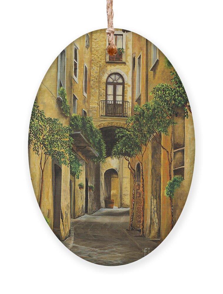 Italy Paintings Ornament featuring the painting Back Street in Italy by Charlotte Blanchard