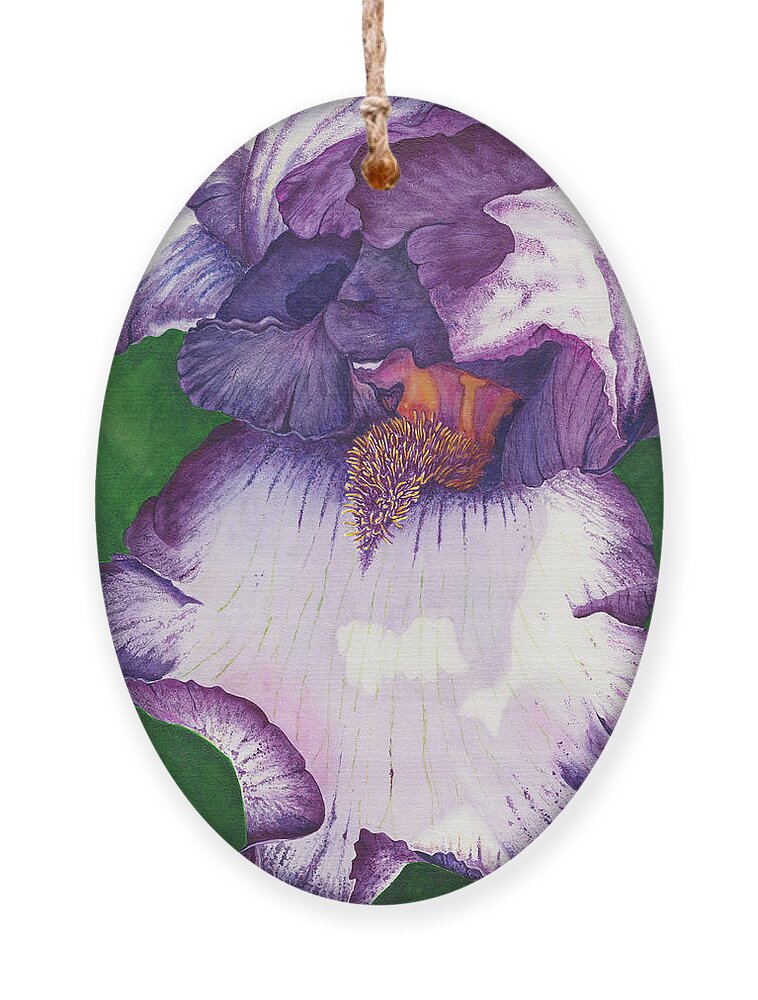 Iris Ornament featuring the painting Backyard Beauty by Lori Taylor