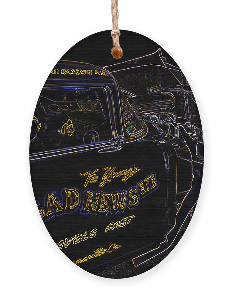 Chevy Ornament featuring the digital art Bad News Travels Fast by Darrell Foster