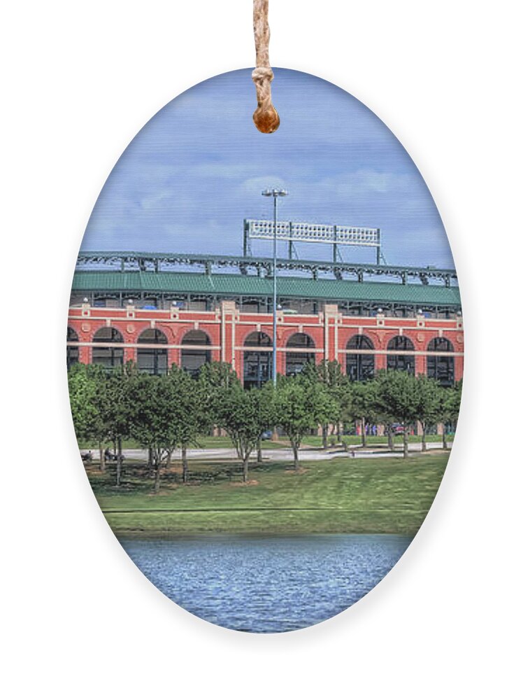 Texas Rangers Ornament featuring the photograph Ballpark in Arlington now Globe Life Park by Robert Bellomy