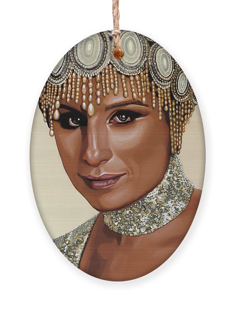 Barbra Streisand Ornament featuring the painting Barbra Streisand 2 by Paul Meijering