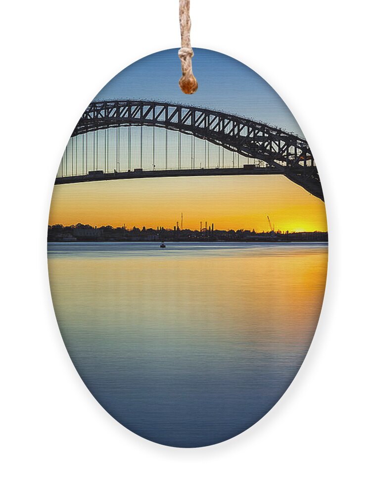 Bayonne Ornament featuring the photograph Bayonne Bridge Last Light by Susan Candelario