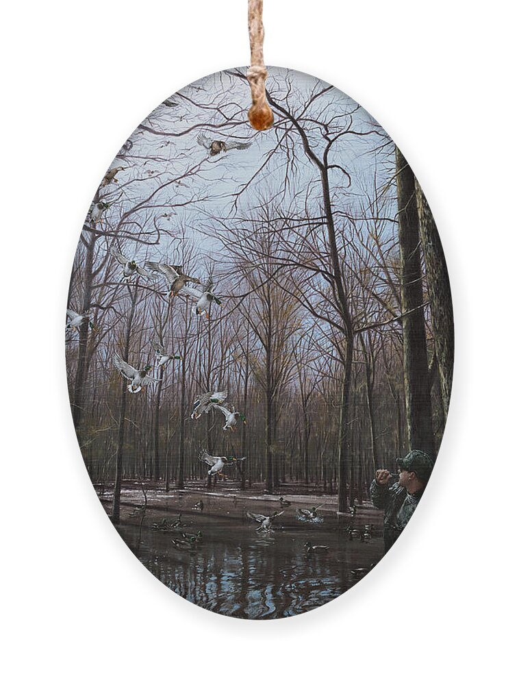 Ducks Ornament featuring the painting Bayou Meto Morning by Glenn Pollard
