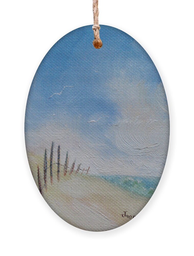 Beach Ornament featuring the painting Beach Fence by Judith Rhue