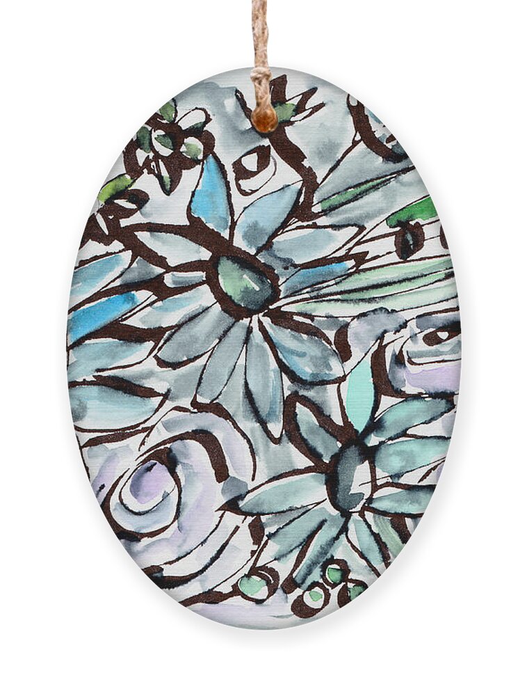 Flowers Ornament featuring the painting Beach Glass Flowers 2- Art by Linda Woods by Linda Woods