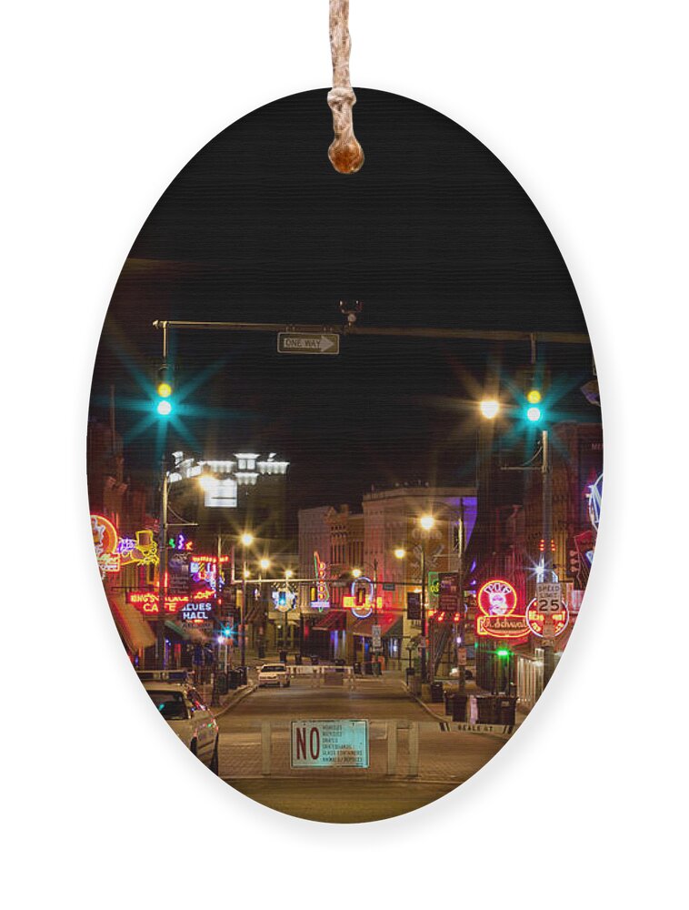 Memphis Ornament featuring the photograph Beale Street in Downtown Memphis Tennessee by Anthony Totah