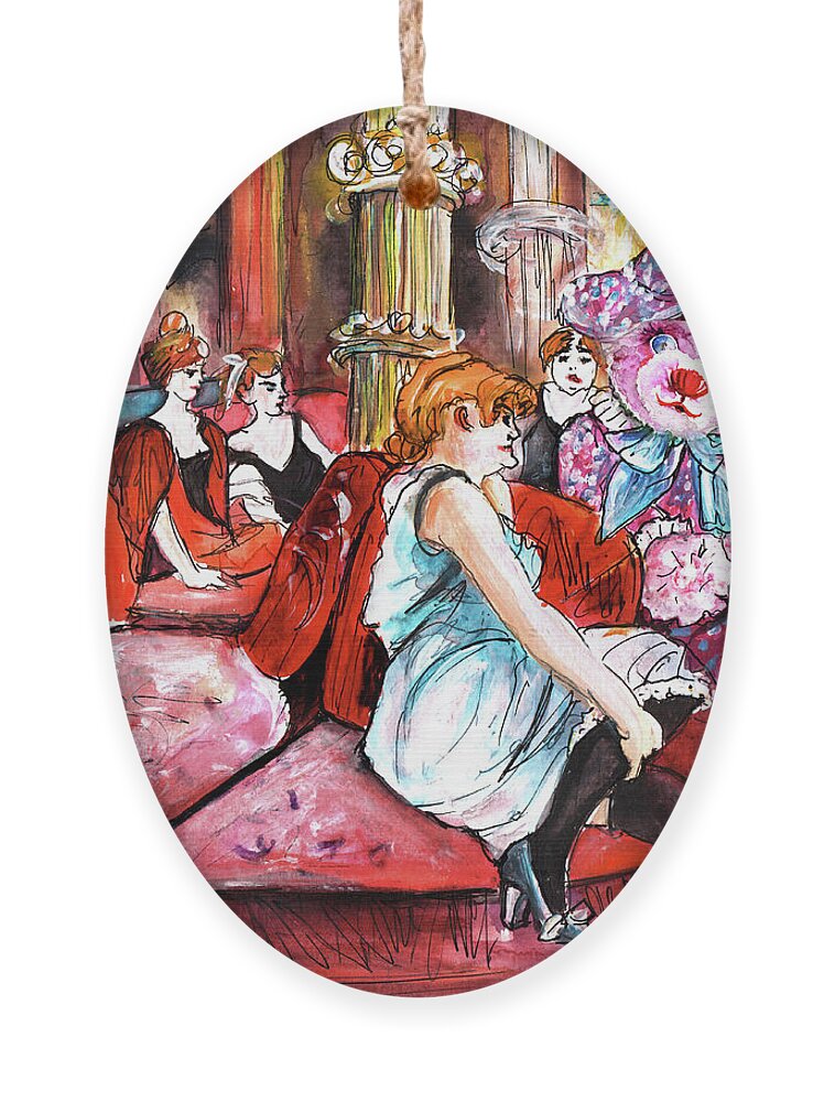 Truffle Mcfurry Ornament featuring the painting Bearnadette In The Salon Rue Des Moulins In Paris by Miki De Goodaboom