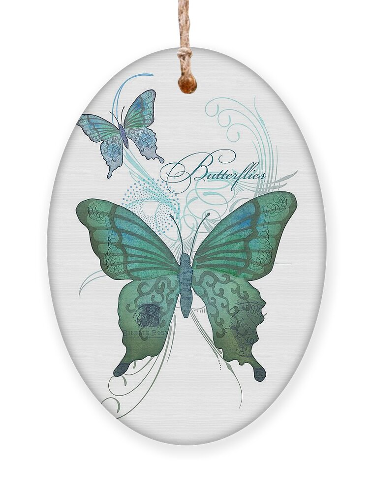 Butterfly Ornament featuring the painting Beautiful butterflies n Swirls Modern Style by Audrey Jeanne Roberts