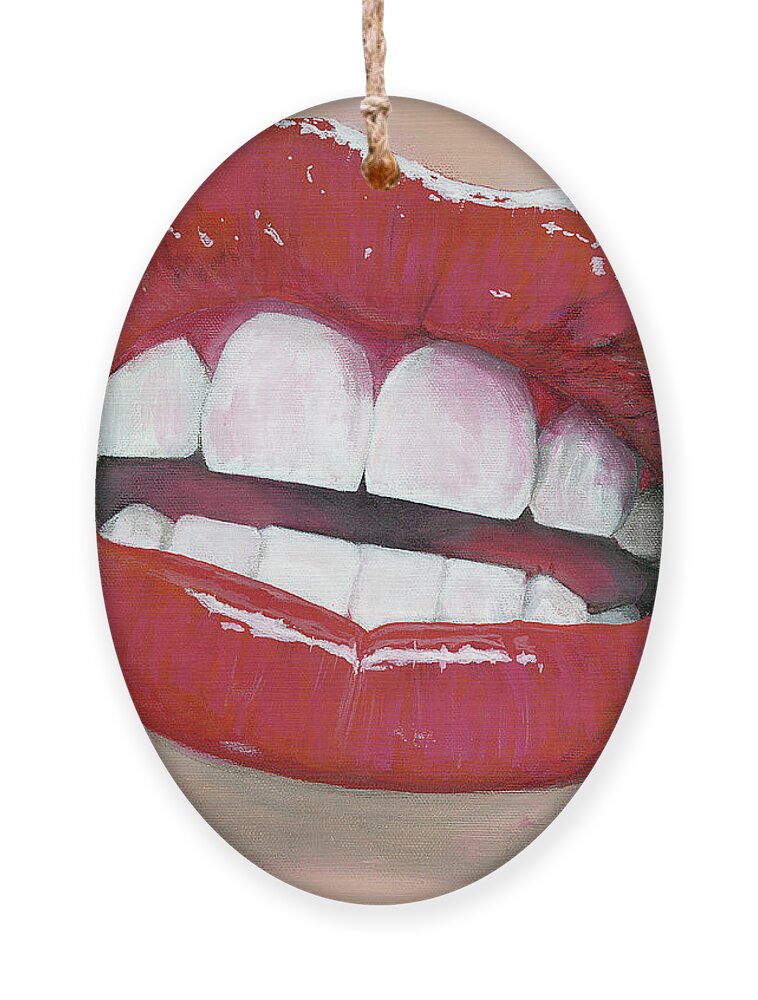 Lips Ornament featuring the painting Beauty is Truth by Matthew Mezo