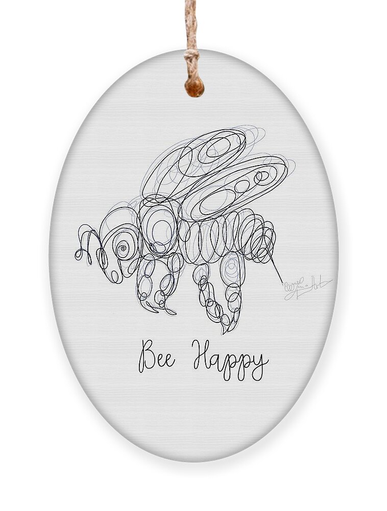 Bee Ornament featuring the drawing Bee Happy Sketch by OLena Art