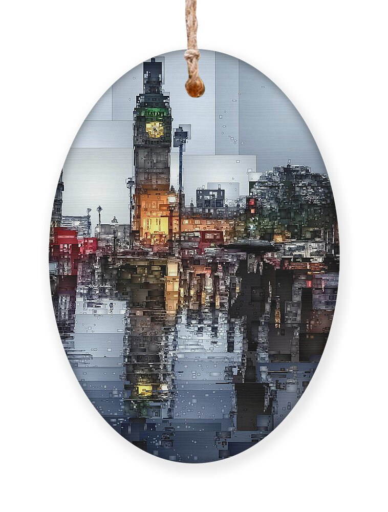 Rafael Salazar Ornament featuring the digital art Big Ben London by Rafael Salazar