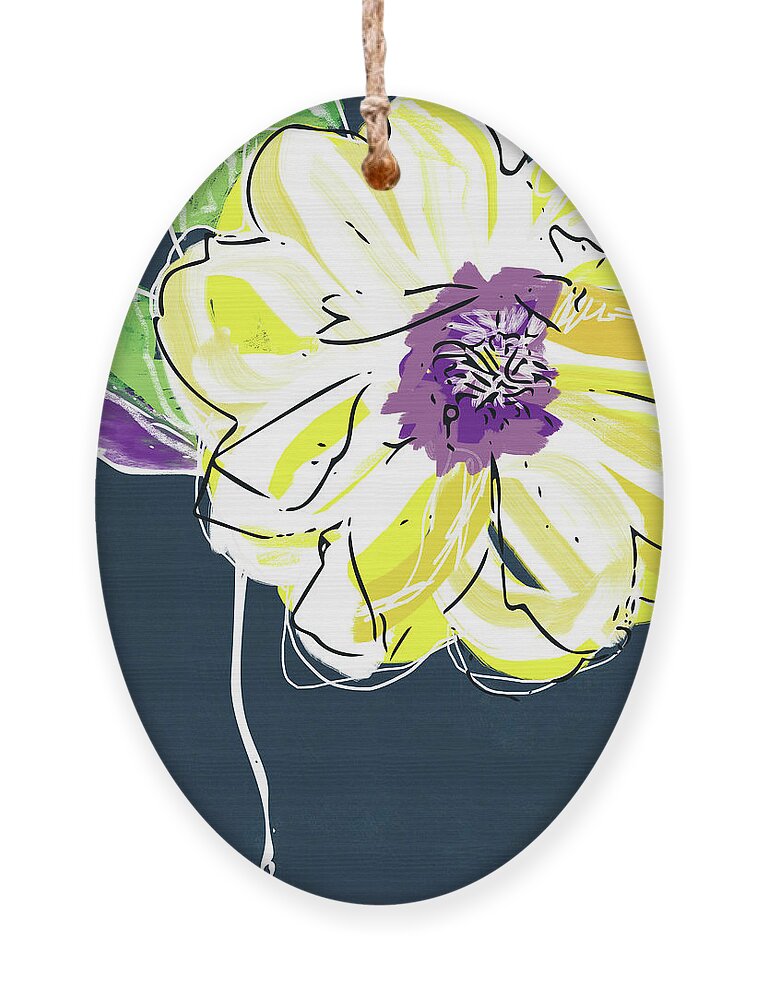 Flower Ornament featuring the mixed media Big Yellow Flower- Art by Linda Woods by Linda Woods