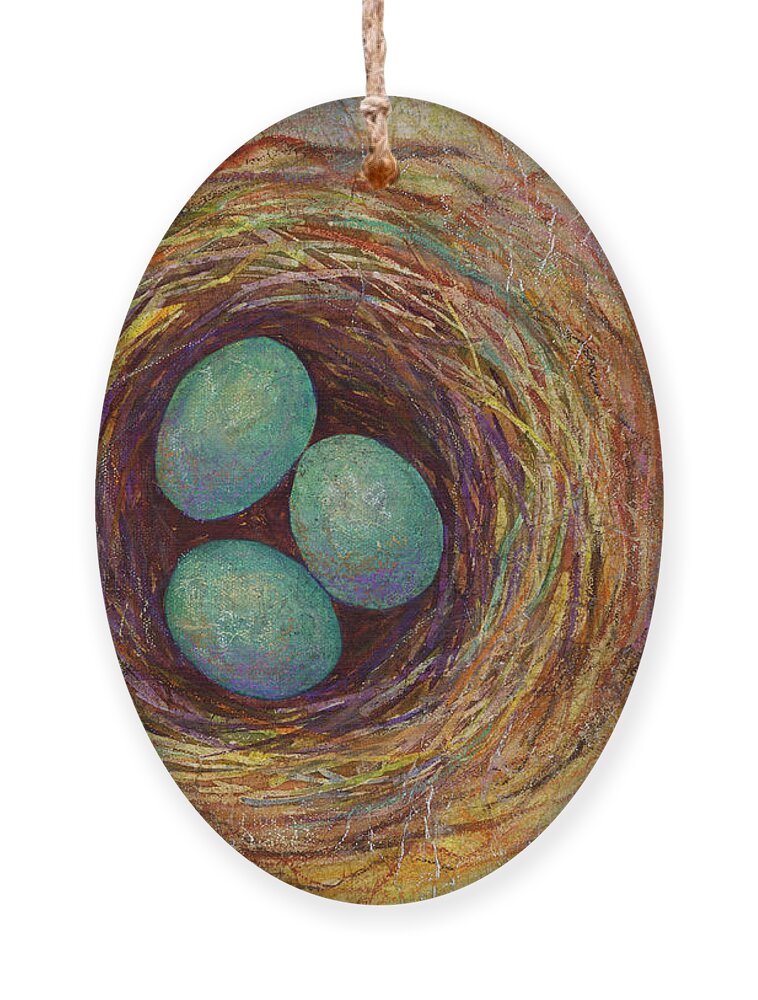 Eggs Ornament featuring the painting Bird Nest by Hailey E Herrera