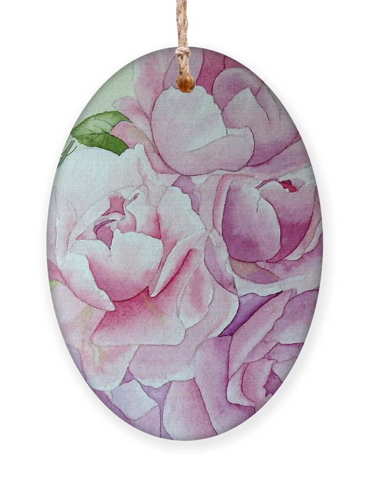 Roses Peonies Ornament featuring the painting Birthday Peonies by Laurel Best