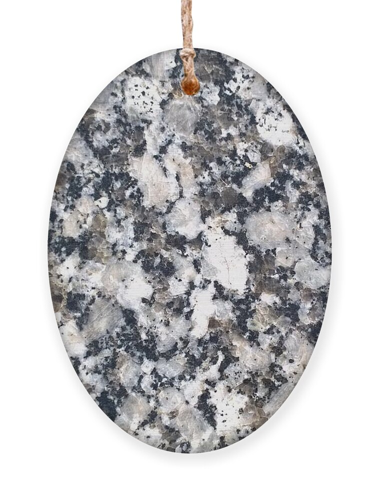 Black Ornament featuring the photograph Black and White Polished Granite Abstract by Delynn Addams