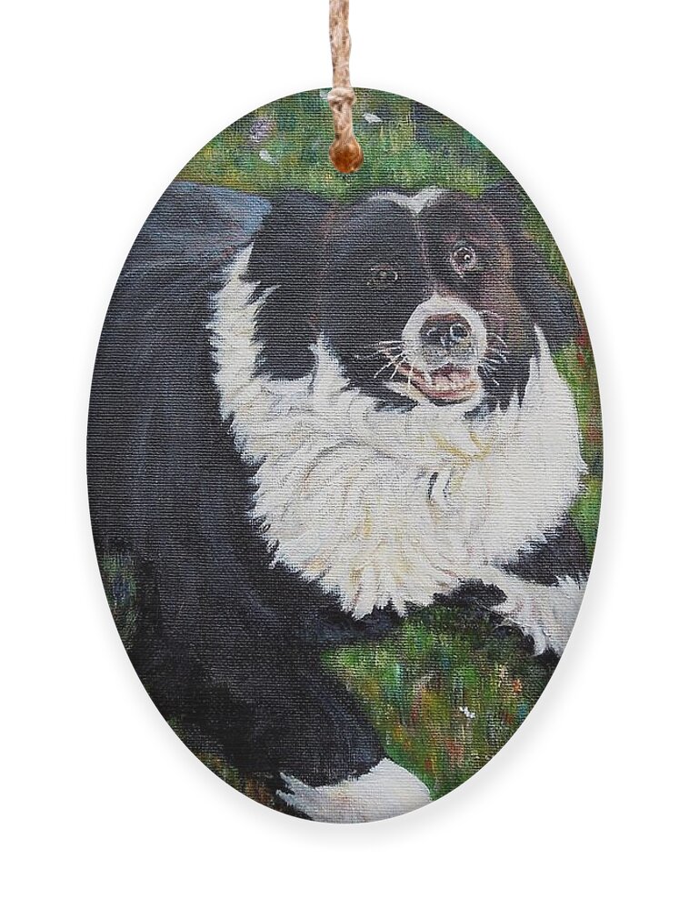 Dog Ornament featuring the painting Blackie by Marilyn McNish