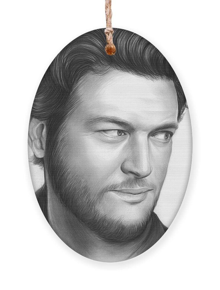 Celebrity Ornament featuring the drawing Blake Shelton by Greg Joens