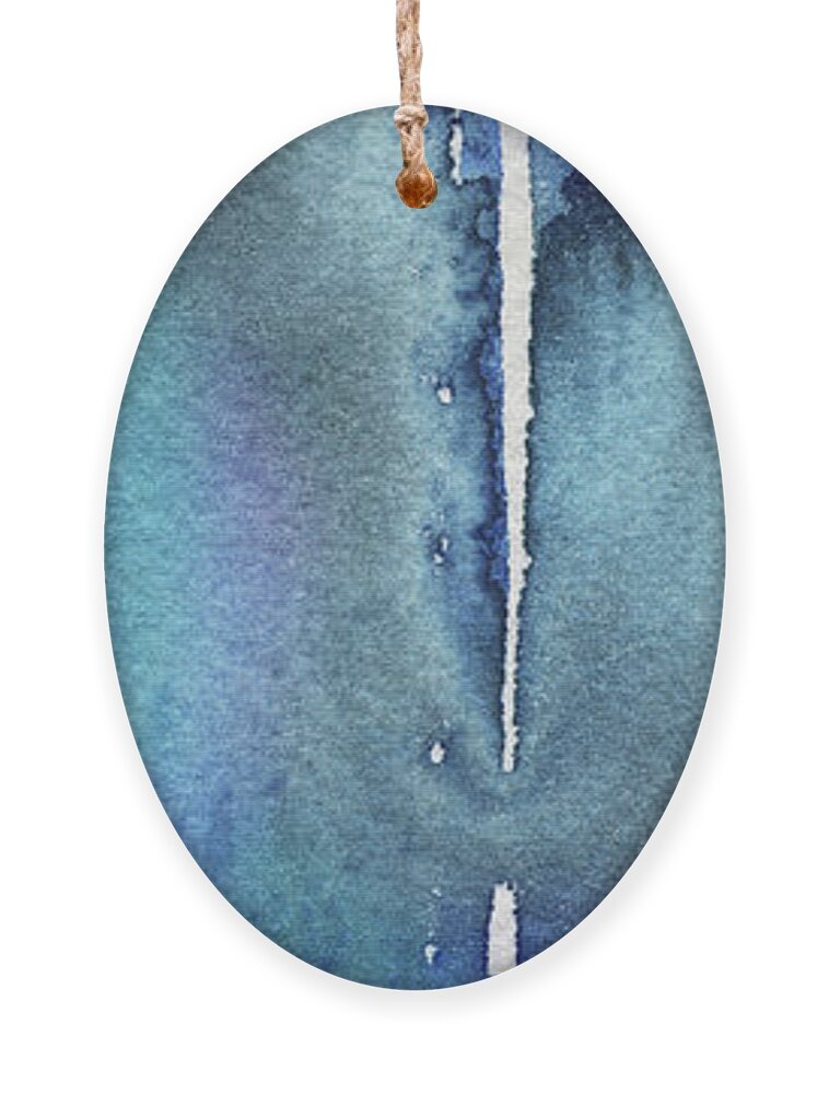 Blue Ornament featuring the painting Blue Abstract Cool Waters II by Irina Sztukowski