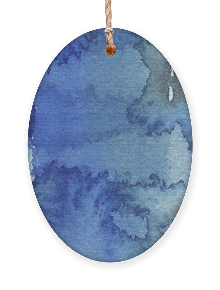 Blue Ornament featuring the painting Blue Abstract Cool Waters III by Irina Sztukowski