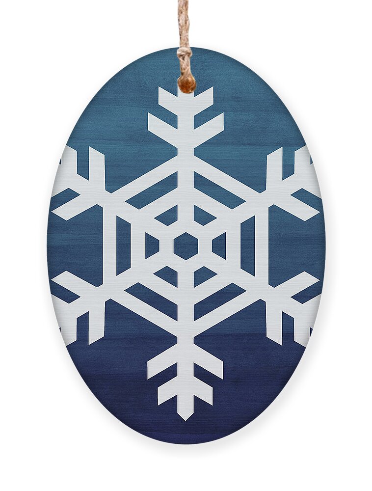 Snowflake Ornament featuring the mixed media Blue and White Snowflake- Art by Linda Woods by Linda Woods