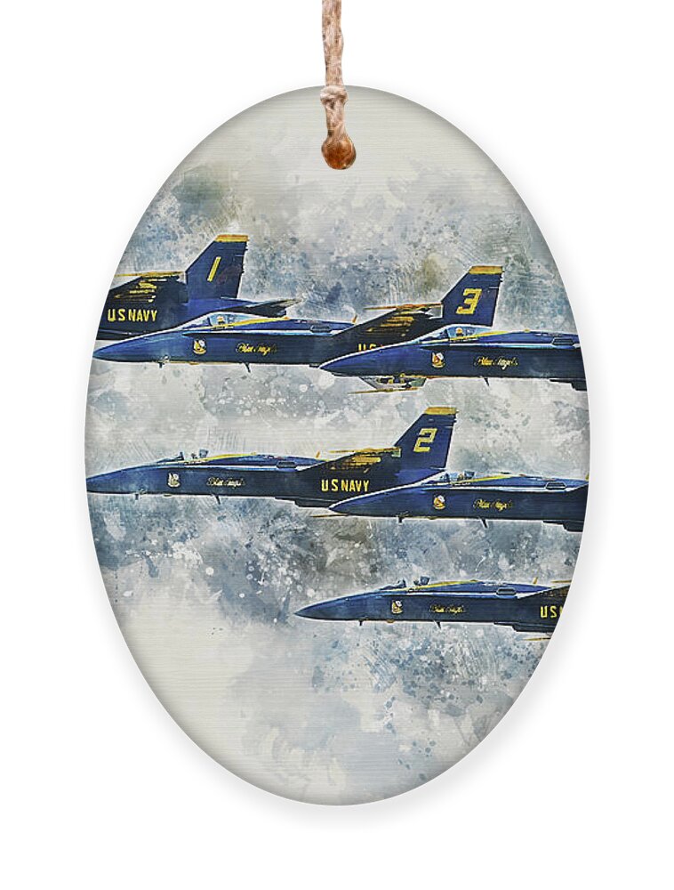 Blue Angels Ornament featuring the digital art Blue Angels - Painting by Airpower Art