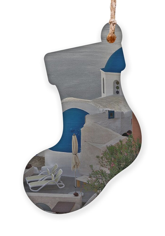 Santorini Ornament featuring the photograph Blue Domes by Jeremy Hayden