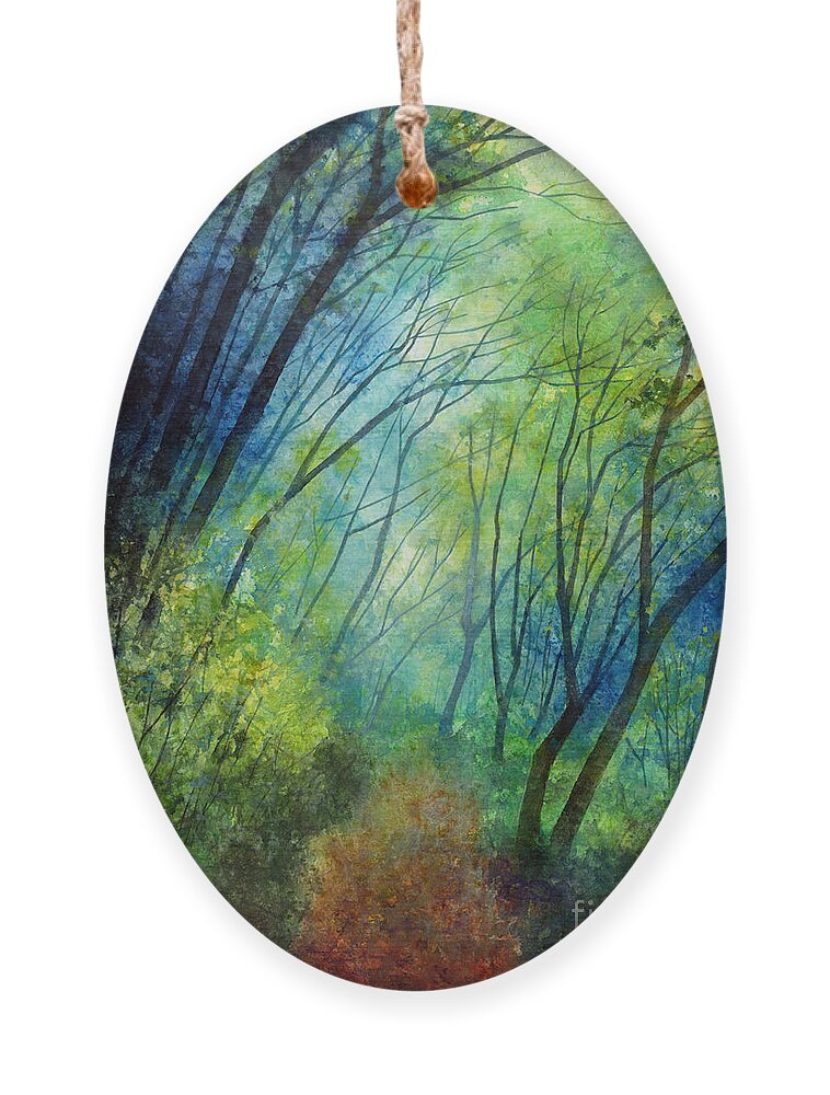 Blue Ornament featuring the painting Blue Fog by Hailey E Herrera