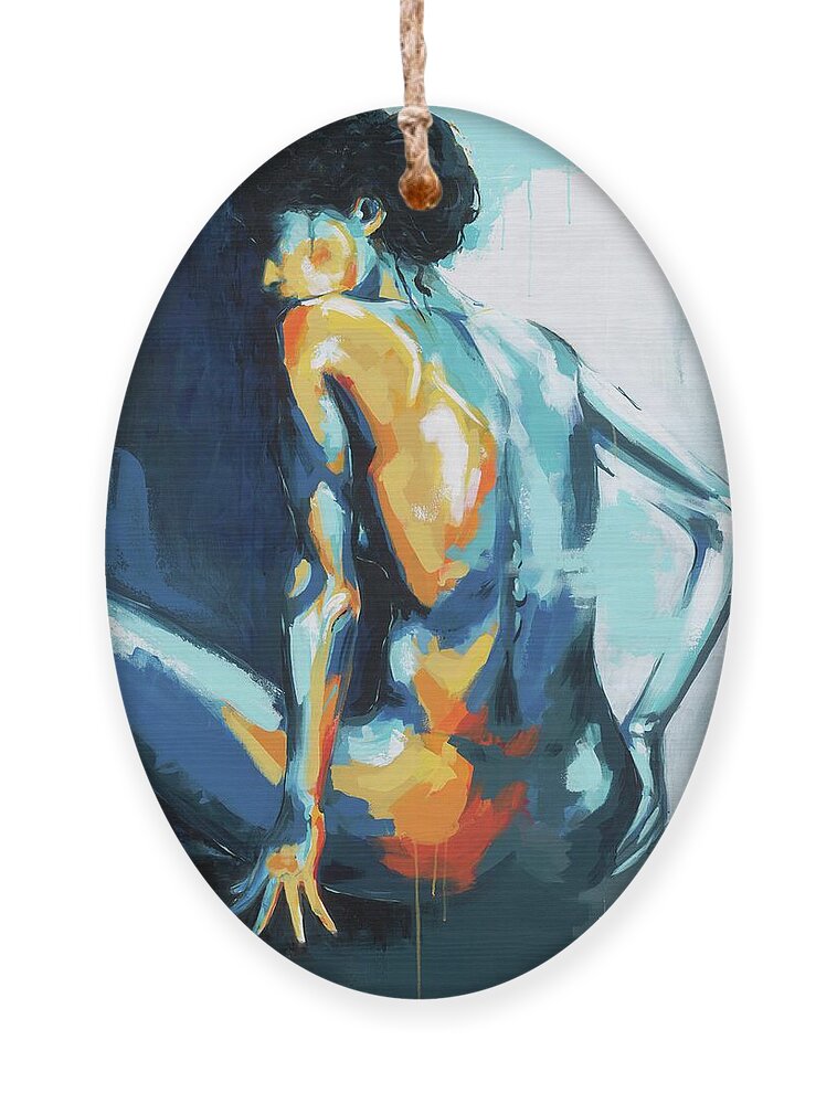 Lady Ornament featuring the painting Blue Grace by Konni Jensen