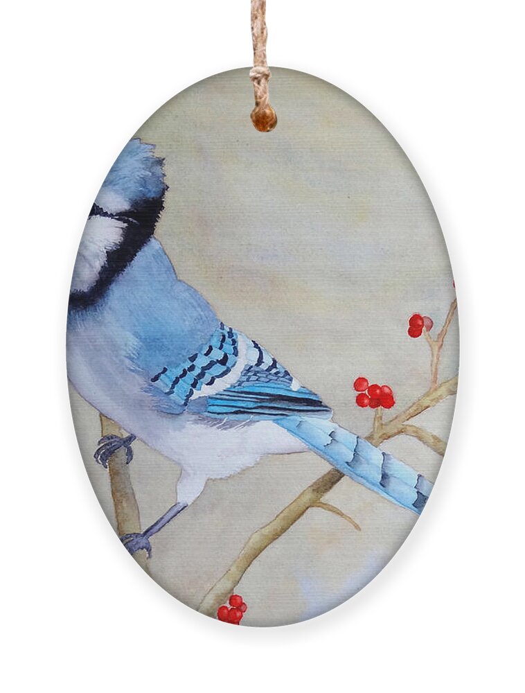 Blue Jay Ornament featuring the painting Blue Jay by Laurel Best