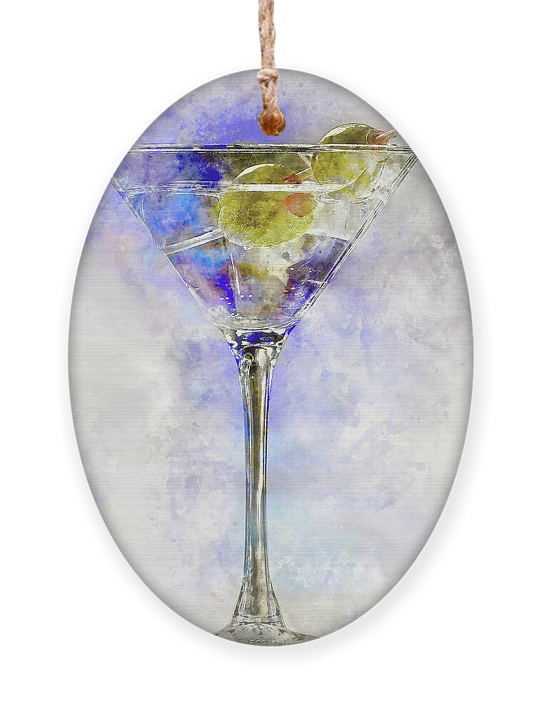 Watercolor Martini Ornament featuring the painting Blue Martini by Jon Neidert