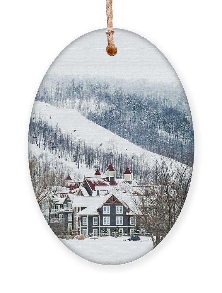 Blue Mountain Ornament featuring the photograph Blue Mountain Ski Resort by Tatiana Travelways