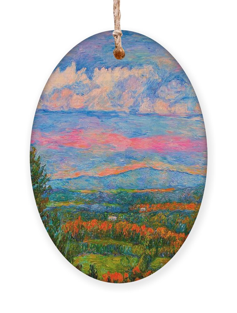 Mountains Ornament featuring the painting Blue Ridge Cloud Burst by Kendall Kessler
