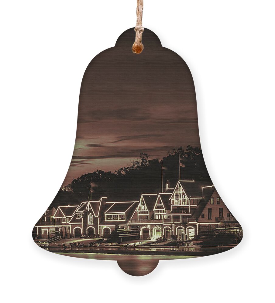 Terry D Photography Ornament featuring the photograph Boathouse Row Philadelphia Pa Night Retro by Terry DeLuco