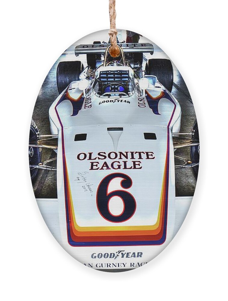 Bobby Unser Ornament featuring the photograph Bobby Unser's 1972 Indianapolis 500 car. by Josh Williams