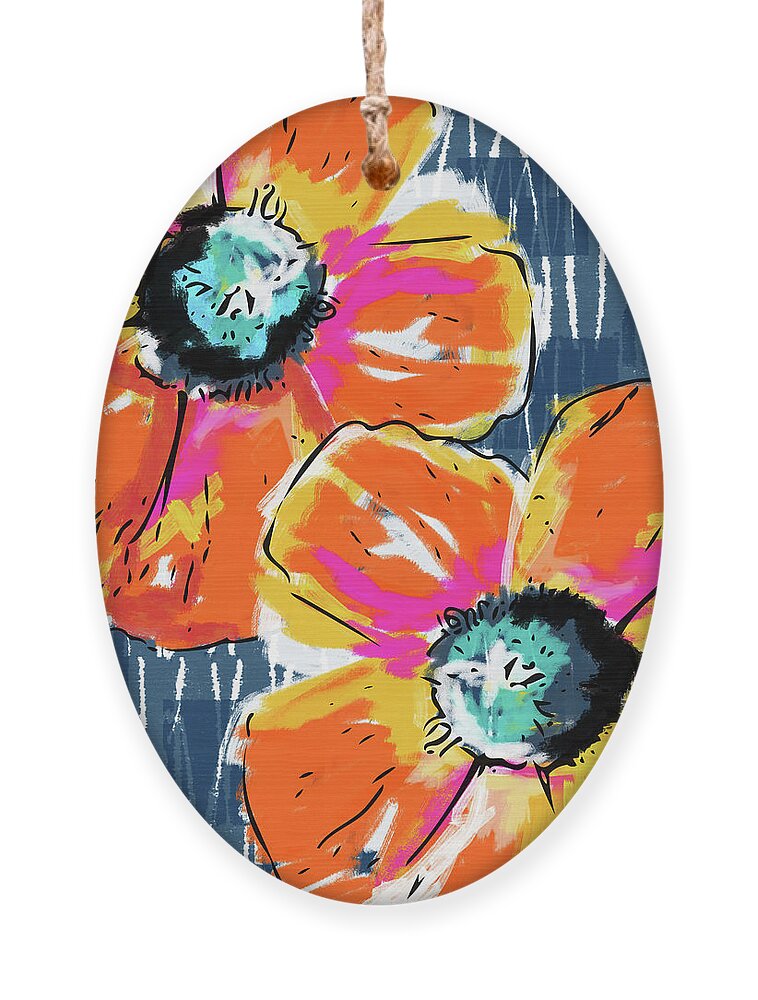 Poppies Ornament featuring the mixed media Bold Orange Poppies- Art by Linda Woods by Linda Woods