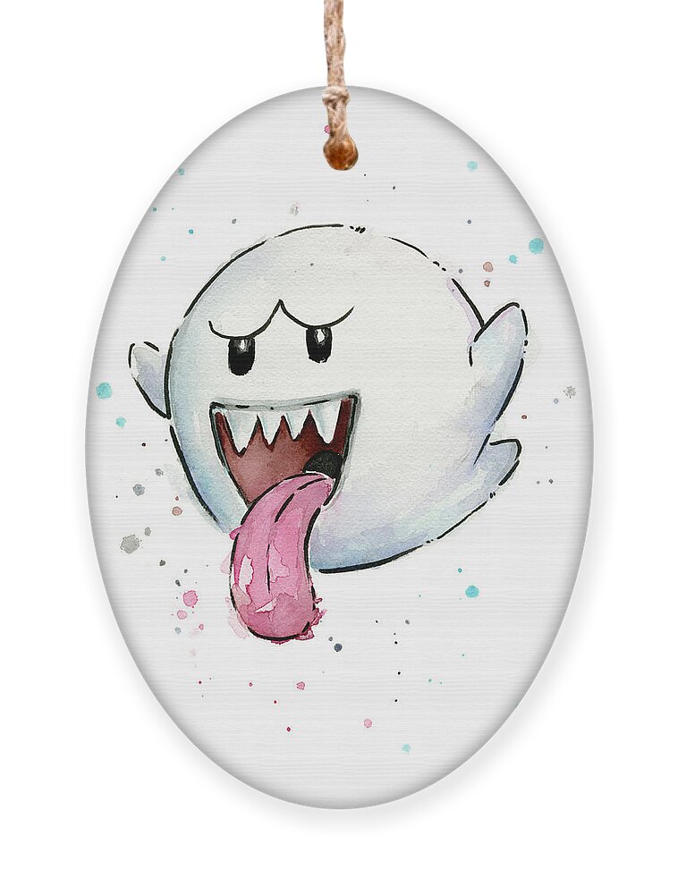 Watercolor Ornament featuring the painting Boo Ghost Watercolor by Olga Shvartsur