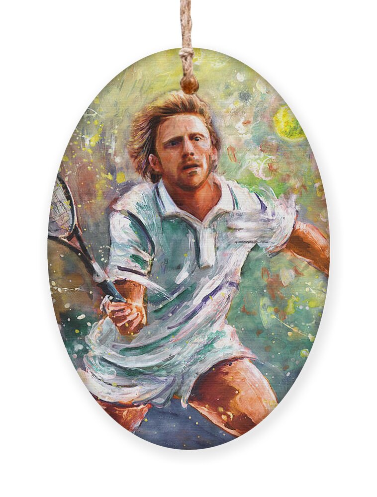 Sport Ornament featuring the painting Boris Becker by Miki De Goodaboom