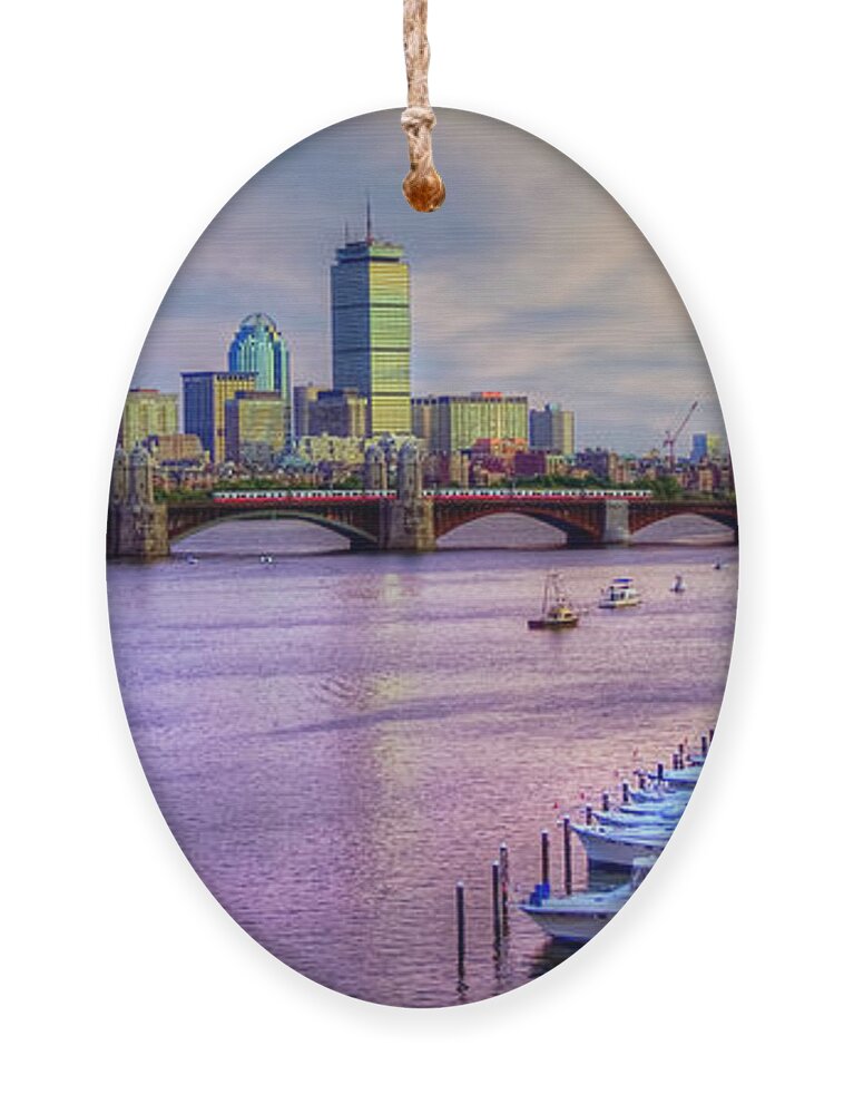 Boston Ornament featuring the photograph Boston Skyline Sunset by Joann Vitali