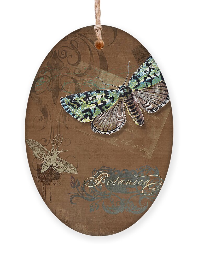Vintage Ephemera Ornament featuring the digital art Botanica Vintage Butterflies n Moths Collage 1 by Audrey Jeanne Roberts