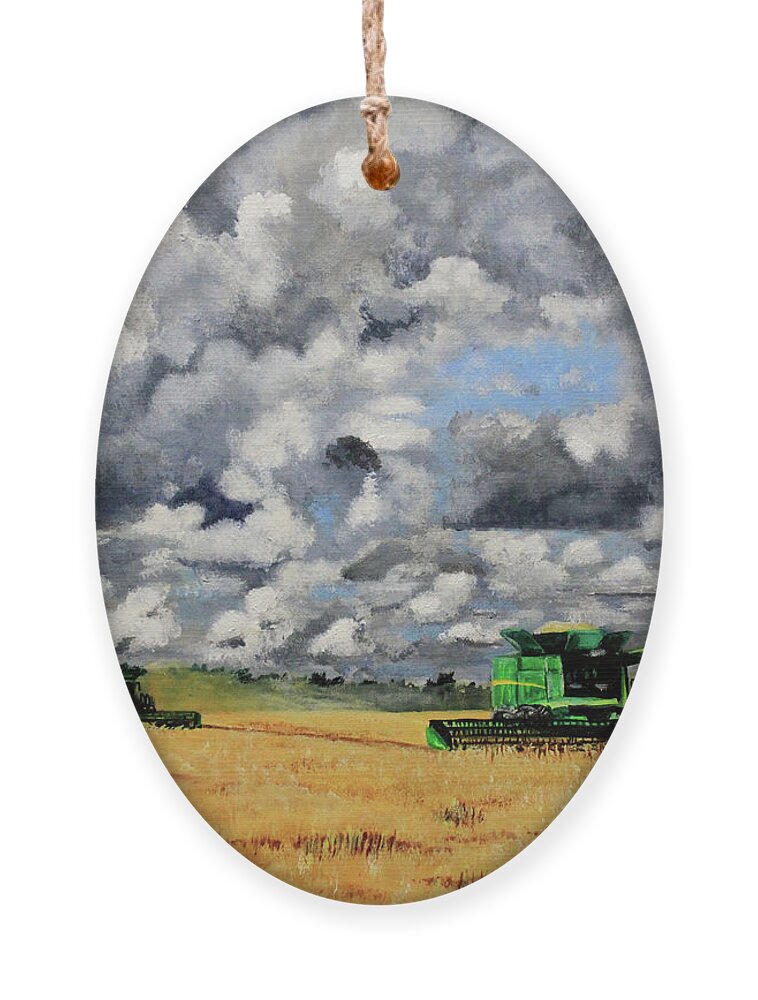 Harvest Ornament featuring the painting Bringing In the Last of the Harvest by Karl Wagner
